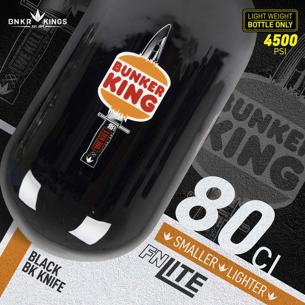 Bunkerkings FN Lite Air Bottle Only - 80ci 4500psi - Black BK Knife - Bouteille d'air comprimé 1,3L