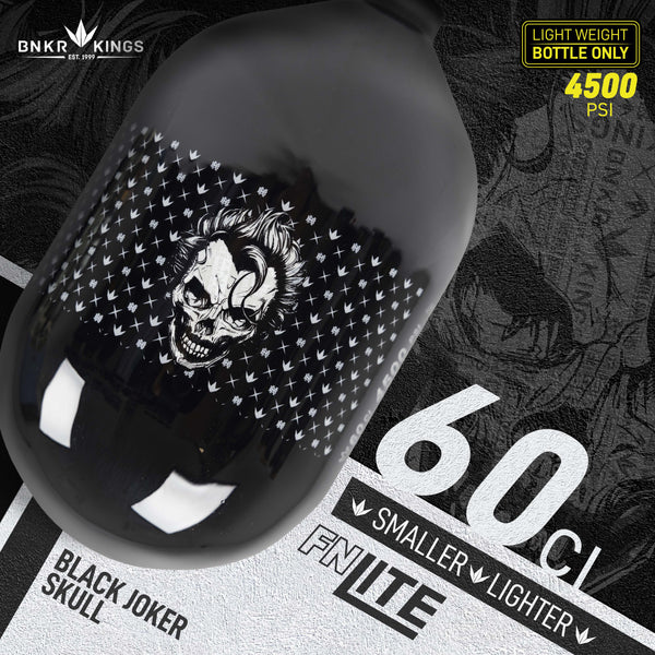 Bunkerkings FN Lite Air Bottle Only - 60ci 4500psi - Black Joker Skull - Bouteille d'air comprimé 0.98L