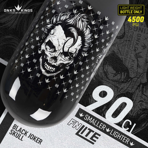 Bunkerkings FN Lite Air Bottle Only - 90ci 4500psi - Black Joker Skull - Bouteille d'air comprimé 1,47L