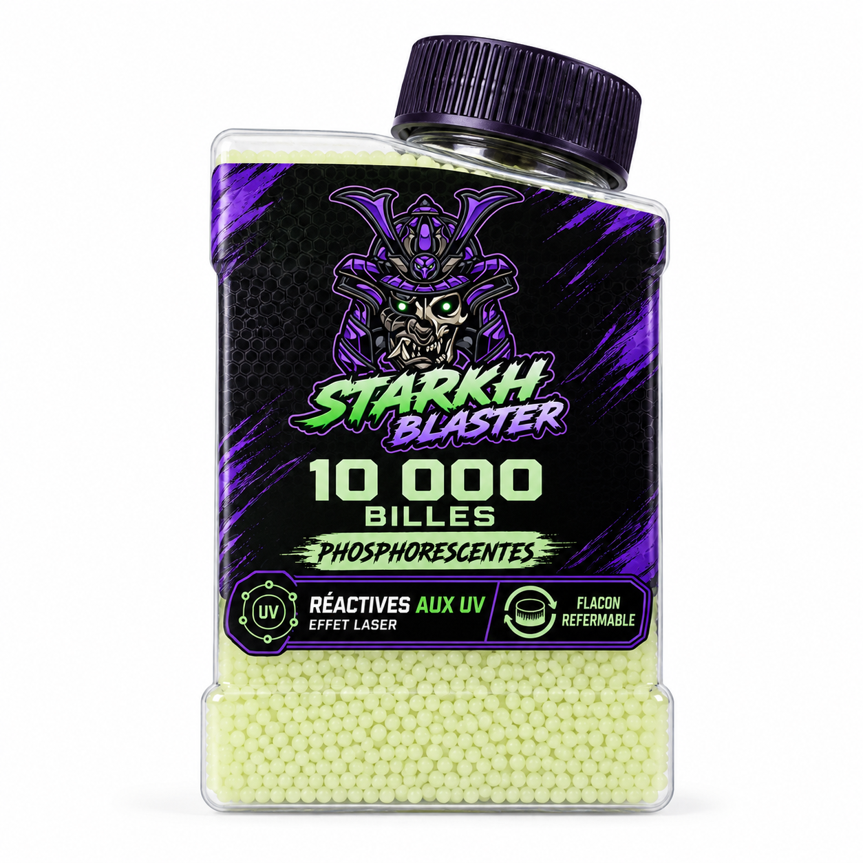10 000 Billes Gel Starkh Blaster Phosphorescentes UV – Flacon Refermable